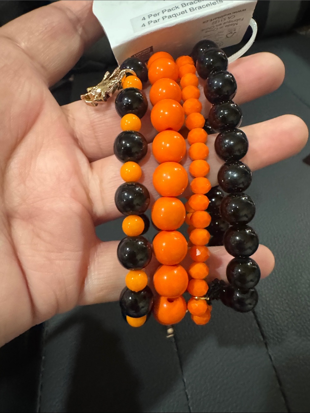 Halloween Time and Tru Orange and Black Beaded Bracelet Stack - Picture 4 of 6